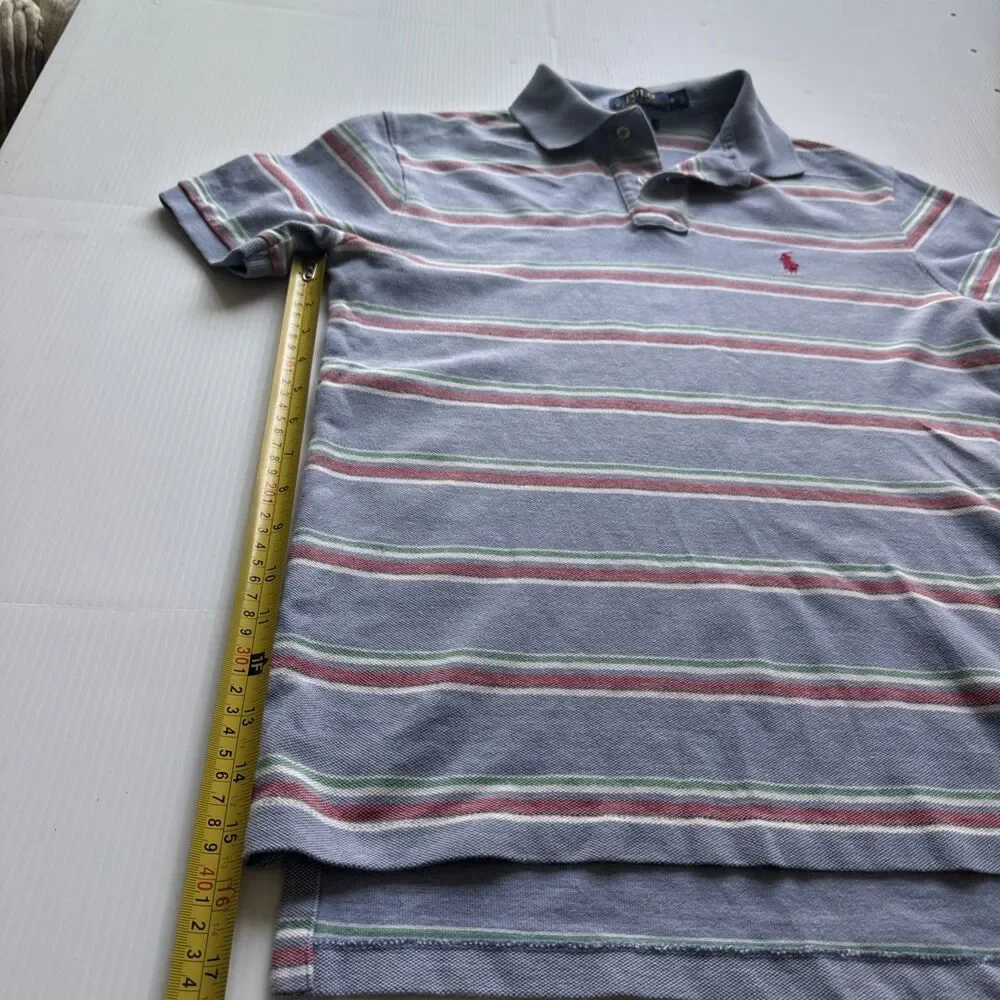Polo Ralph Lauren Custom Fit Polo Shirt Men’s Small Blue Striped Cotton